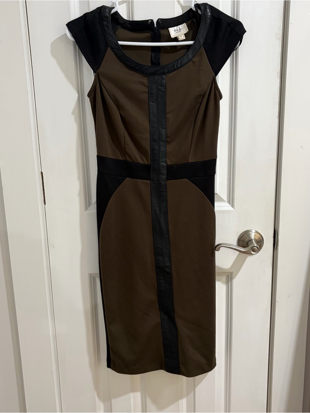 ECI Olive and Black Sheath Midi Dress